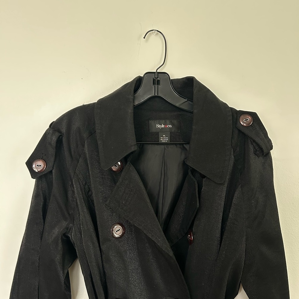 Style & Co. Black Long Sleeve Trench Dress - Picture 5 of 5